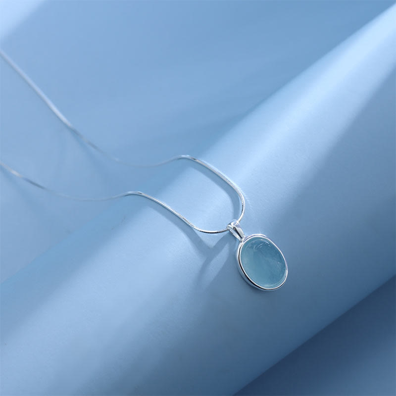 Foviel 925 Sterling Silber Aquamarin spirituell Collierkette Anhänger