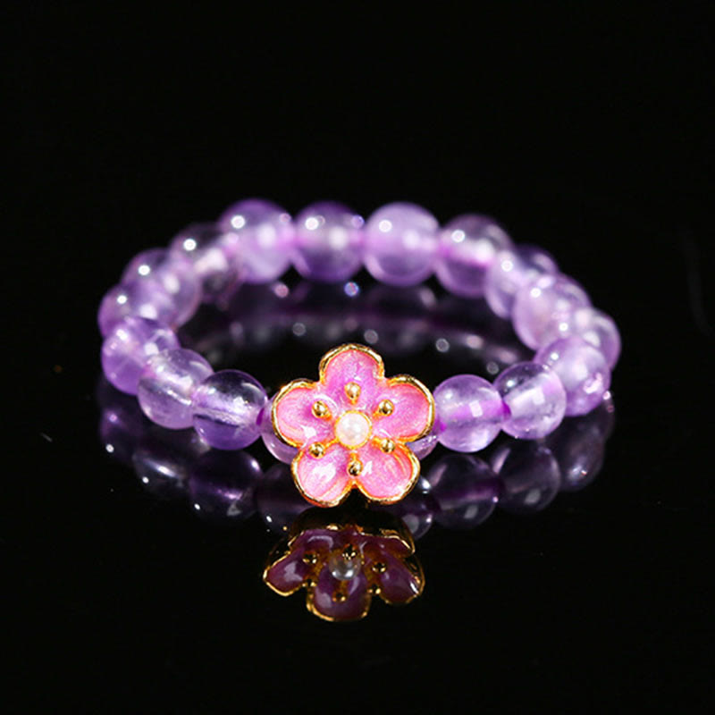 Foviel 3mm Amethyst Peach Blossom Elastic String Ring