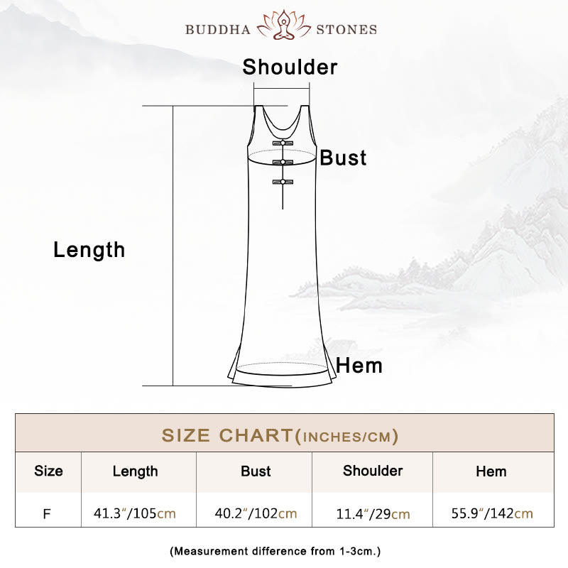 Robe sans manches longueur genou en lin ramie pour femme avec boutons grenouille Foviel et poches