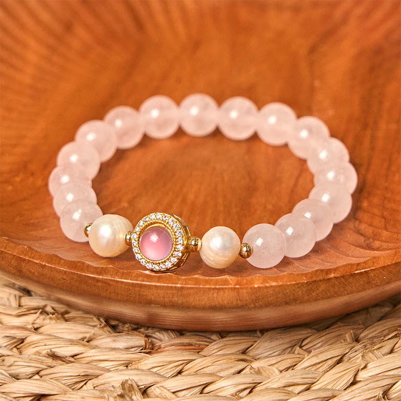 Bracelet Foviel perle cristal rose chaleur