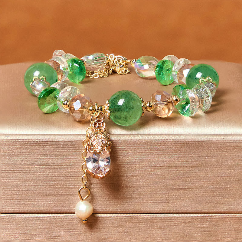 Foviel Natural Citrine Green Strawberry Quartz PiXiu Prosperity Bracelet