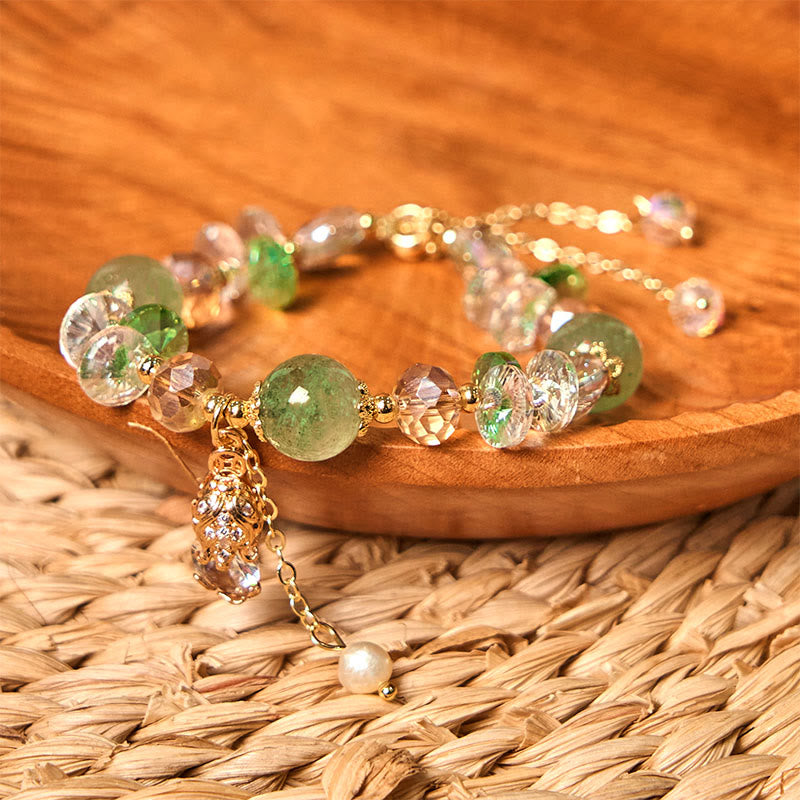 Foviel Natural Citrine Green Strawberry Quartz PiXiu Prosperity Bracelet