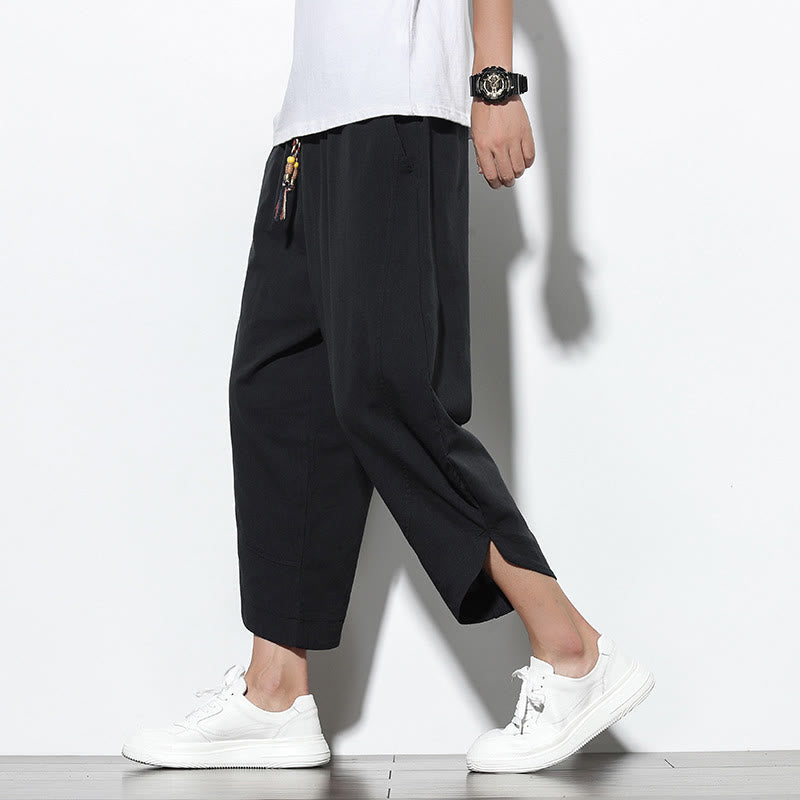 Buddha Stones Casual Summer Drawstring 7-8 Length Men's Harem Pants With Pockets - Black - US/UK/AU46,EU56 (5XL) - image 17