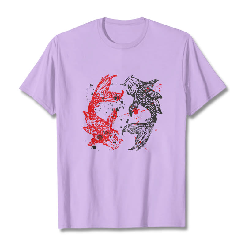 T-shirt Foviel motif carpe koï rouge et noir