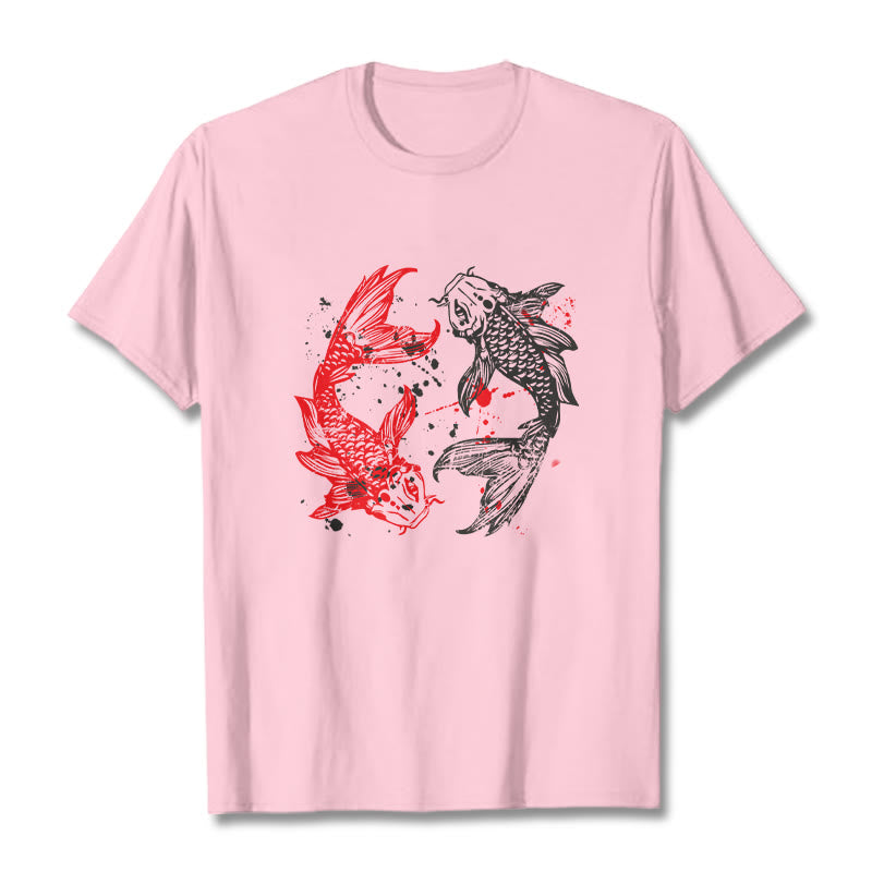 T-shirt Foviel motif carpe koï rouge et noir