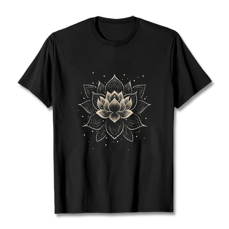T-shirt Foviel motif fleur de lotus dorée