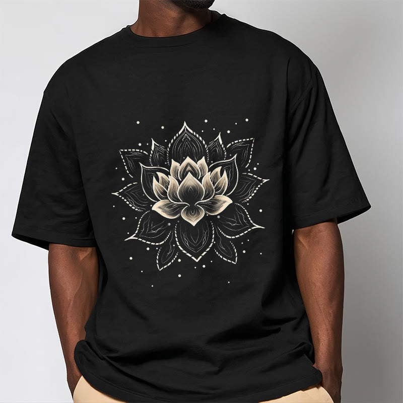 T-shirt Foviel motif fleur de lotus dorée