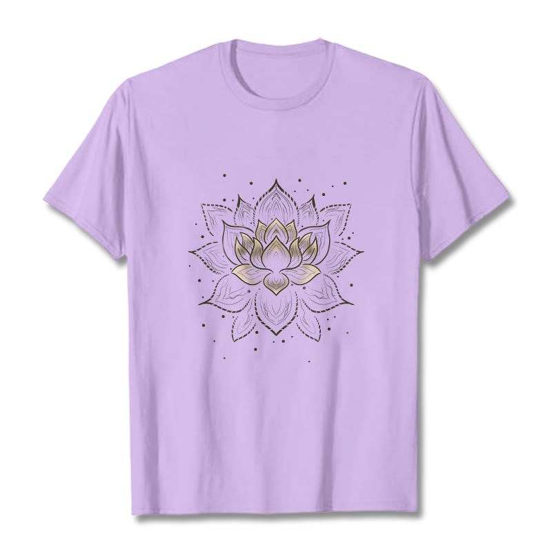 Foviel Golden Lotus Blume Design Tee T-Shirt