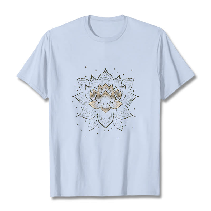 Foviel Golden Lotus Blume Design Tee T-Shirt