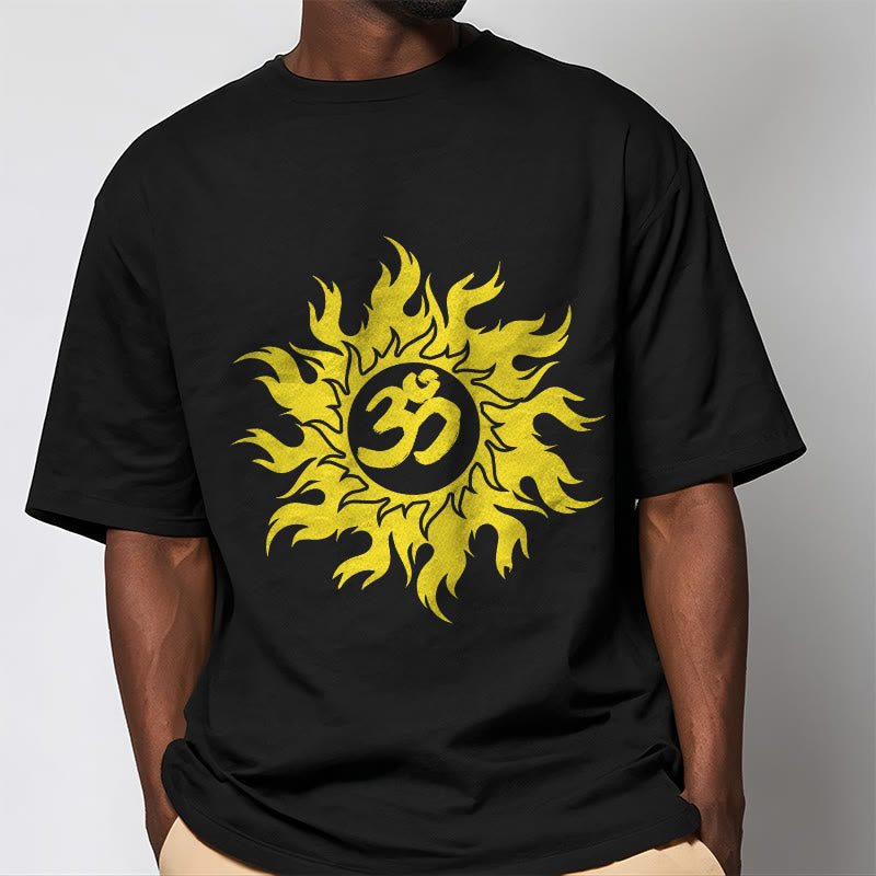 T-shirt Foviel OM Mantra Sanskrit Soleil doré