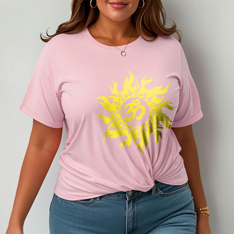 Foviel OM Mantra Sanskrit Gold Sun Tee T-Shirt