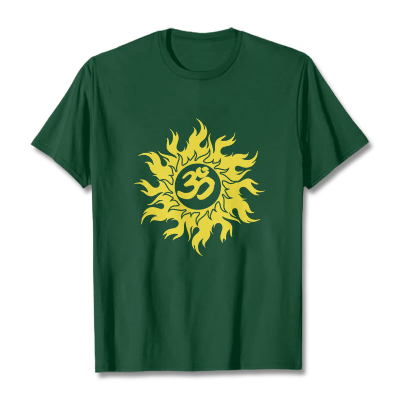 Foviel OM Mantra Sanskrit Gold Sun Tee T-Shirt
