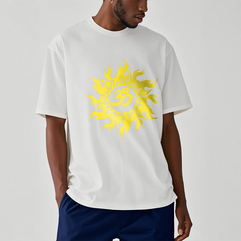 Foviel OM Mantra Sanskrit Gold Sun Tee T-Shirt