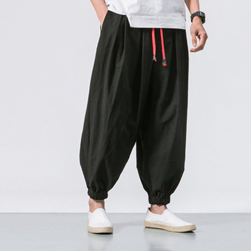 Buddha Stones Casual Sports Men's Solid Color Cotton Drawstring Pants With Pockets - image 6