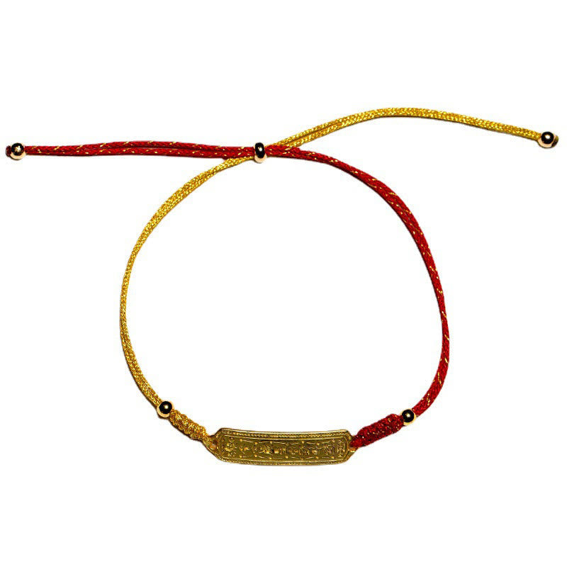 Foviel 14K Gold-plated Copper Amulet Protection Red Golden Rope Bracelet