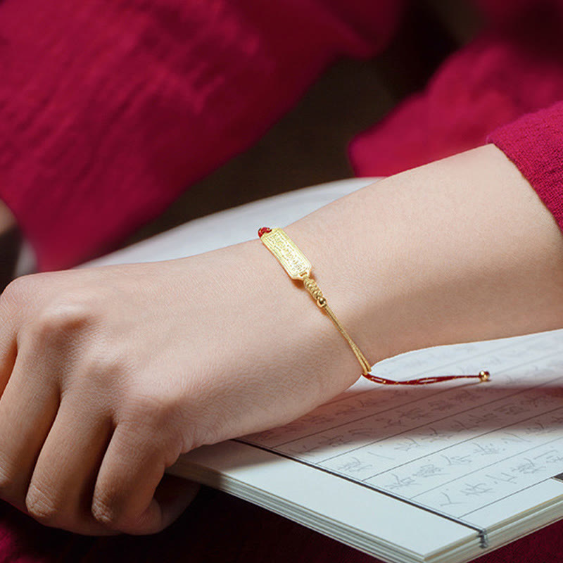 Foviel 14K Gold-plated Copper Amulet Protection Red Golden Rope Bracelet