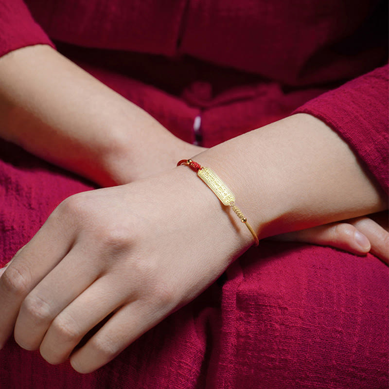 Foviel 14K Gold-plated Copper Amulet Protection Red Golden Rope Bracelet