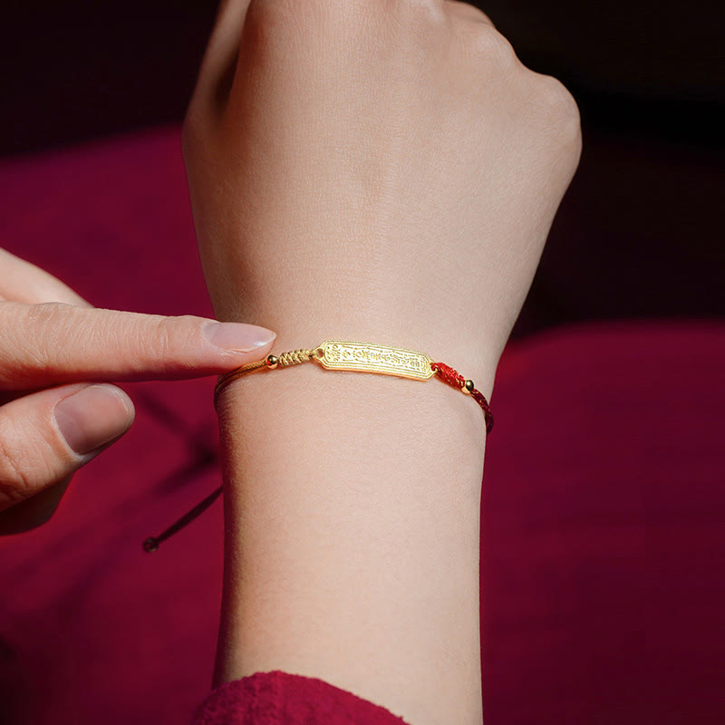 Foviel 14K Gold-plated Copper Amulet Protection Red Golden Rope Bracelet