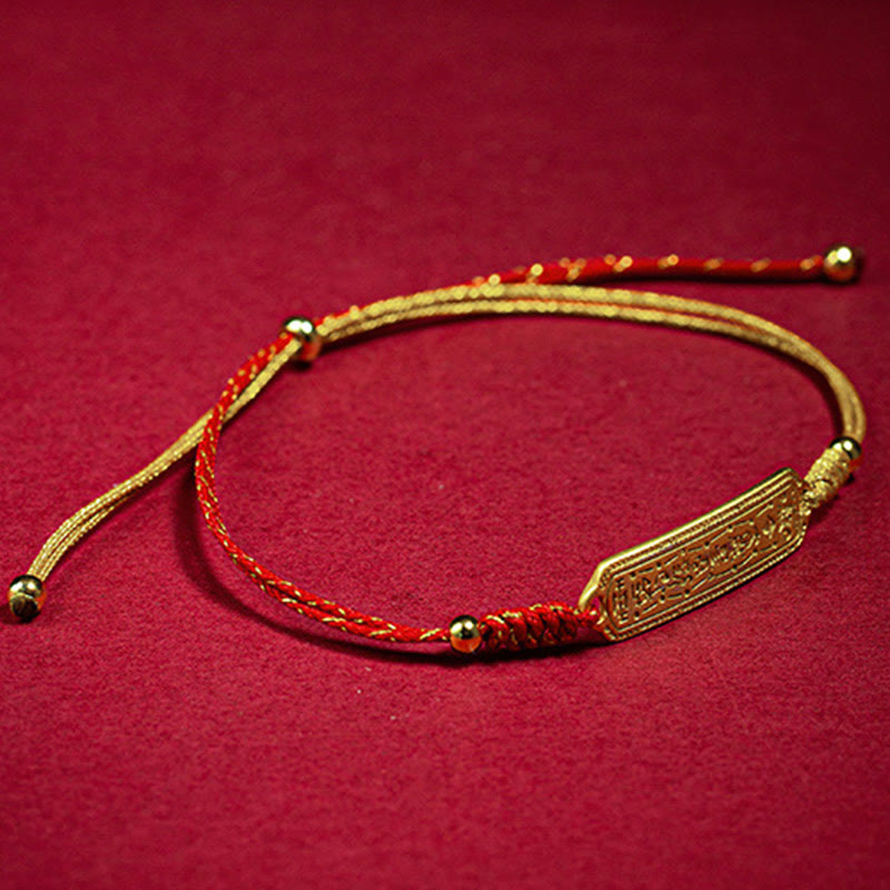 Foviel 14K Gold-plated Copper Amulet Protection Red Golden Rope Bracelet