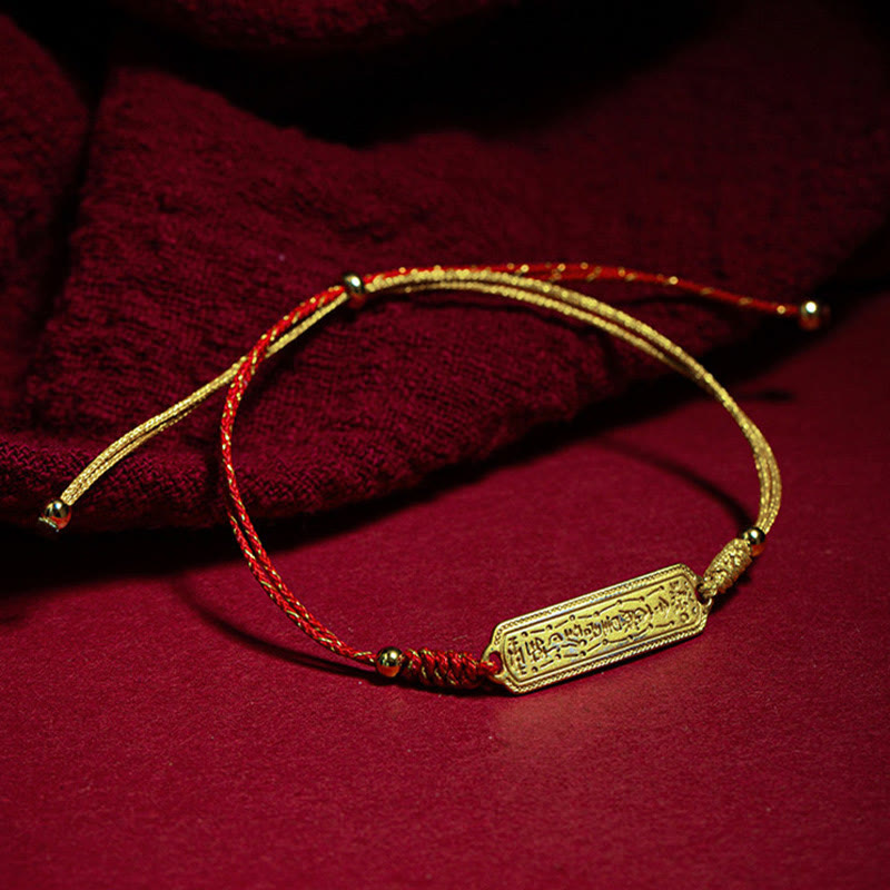 Foviel 14K Gold-plated Copper Amulet Protection Red Golden Rope Bracelet