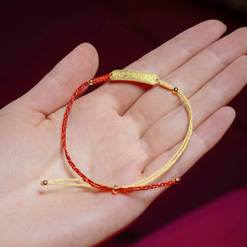 Foviel 14K Gold-plated Copper Amulet Protection Red Golden Rope Bracelet