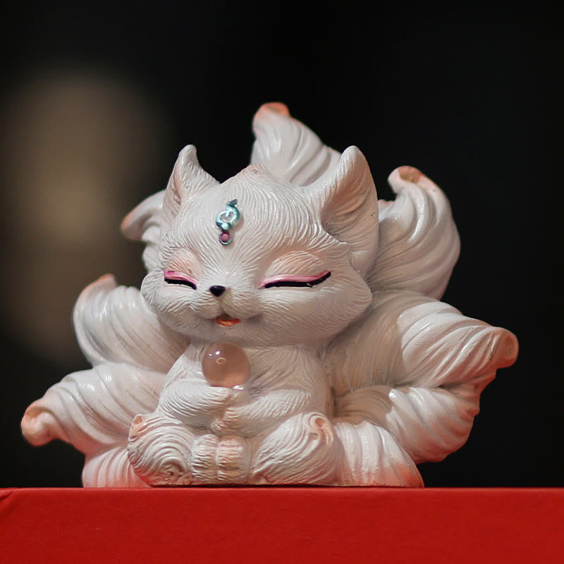 Foviel Mini Nine Tailed Fox Luck Resin Home Desk Decoration