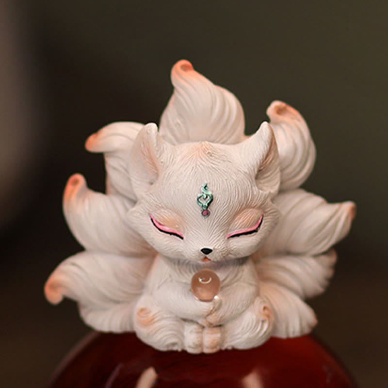 Foviel Mini Nine Tailed Fox Luck Resin Home Desk Decoration