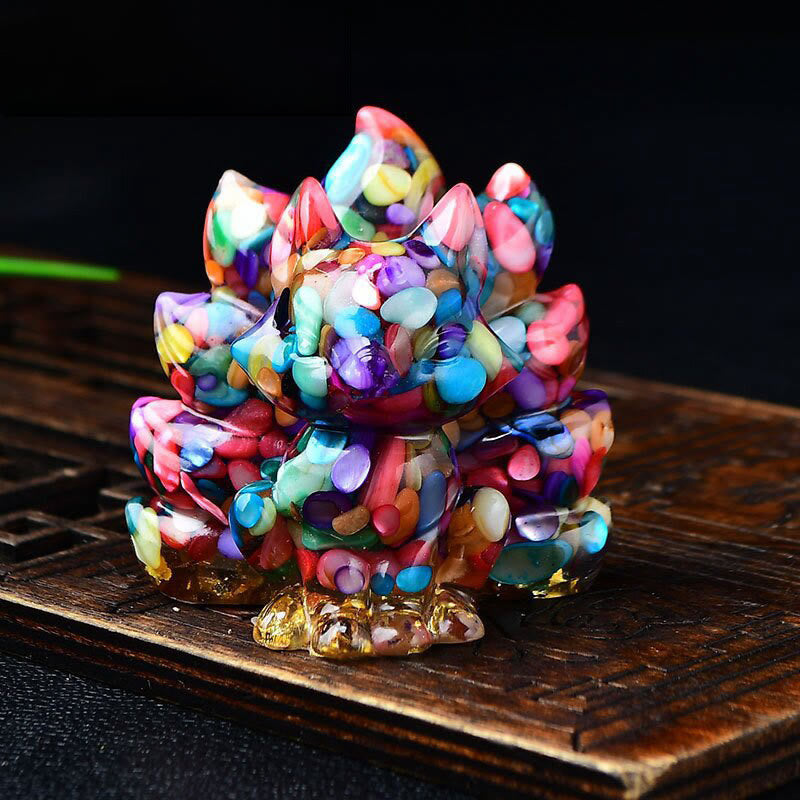 Foviel Natural Various Crystal Strawberry Quartz Amethyst Nine Tailed Fox Protection Home Decoration