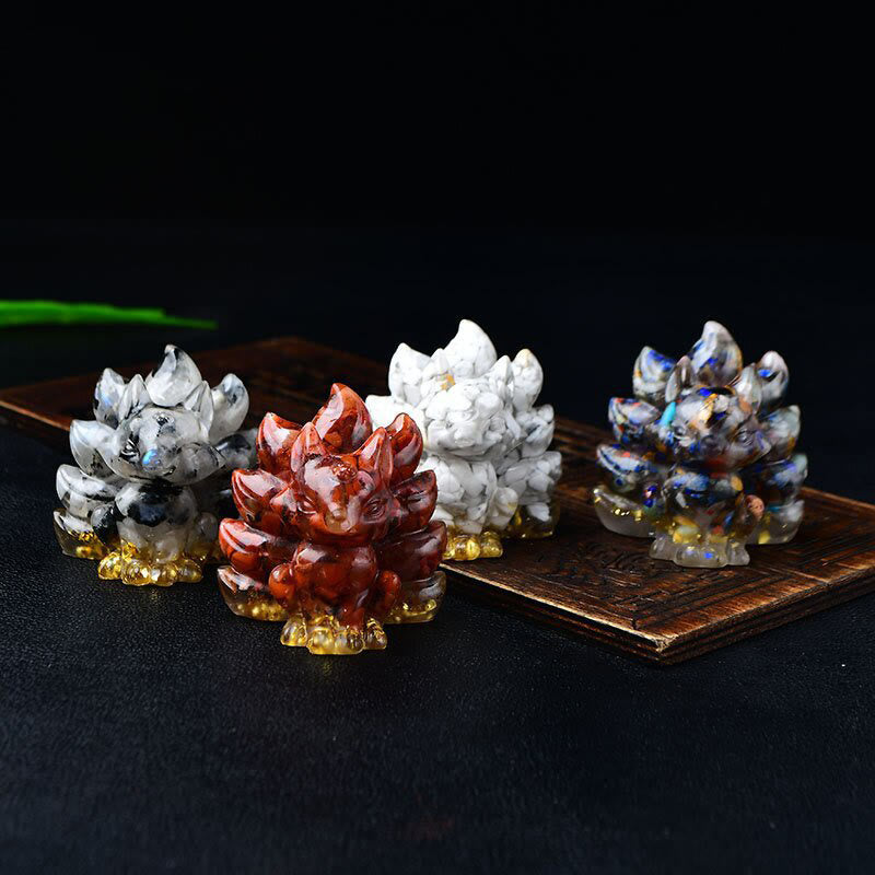 Foviel Natürliche verschiedene Kristall Erdbeerquarz Amethyst Neun Tailed Fox Schutz Wohndekoration