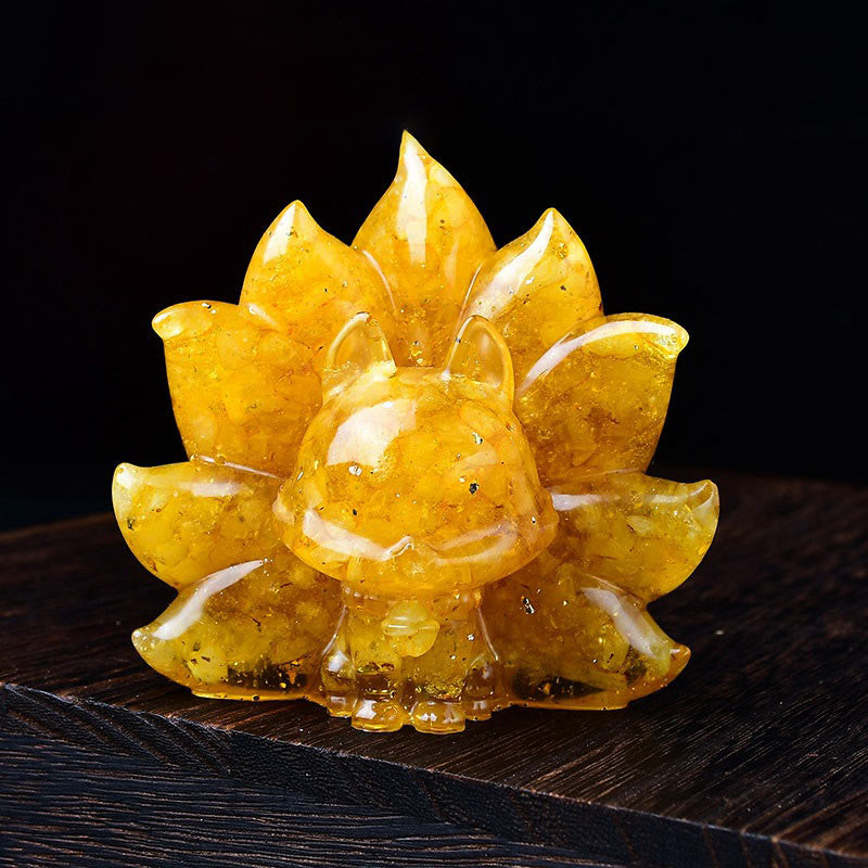 Foviel Kleine verschiedene Stein Rosa Kristall Citrin Amethyst Neun Tailed Fox Wärme Wohndekoration