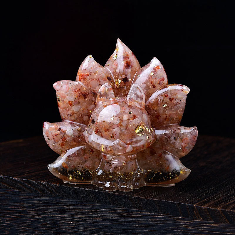 Foviel Kleine verschiedene Stein Rosa Kristall Citrin Amethyst Neun Tailed Fox Wärme Wohndekoration