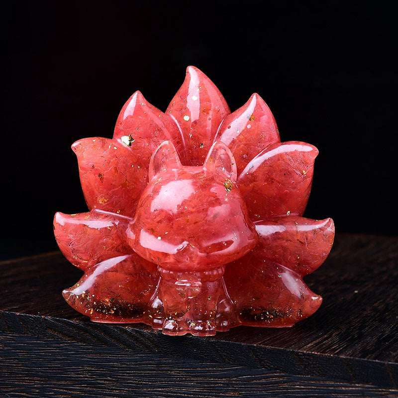 Foviel Kleine verschiedene Stein Rosa Kristall Citrin Amethyst Neun Tailed Fox Wärme Wohndekoration