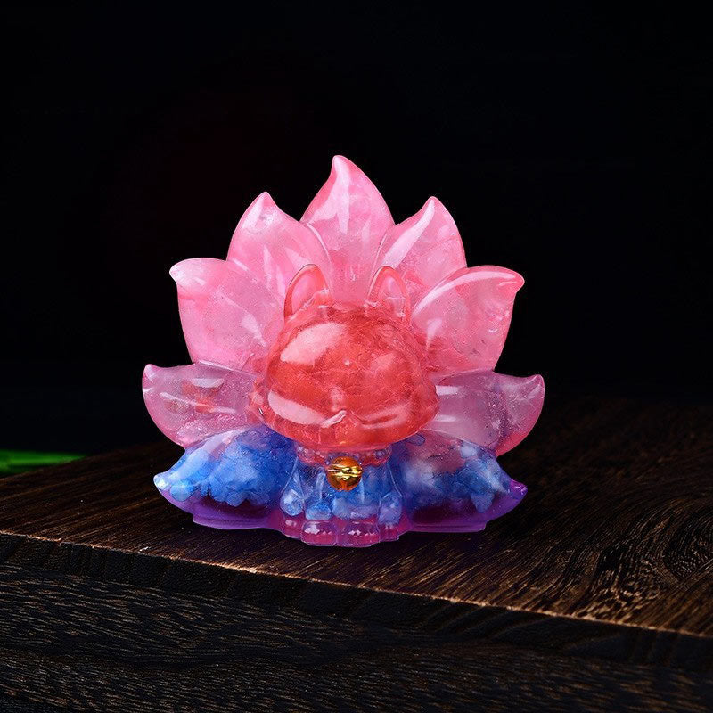 Foviel Kleine verschiedene Stein Rosa Kristall Citrin Amethyst Neun Tailed Fox Wärme Wohndekoration