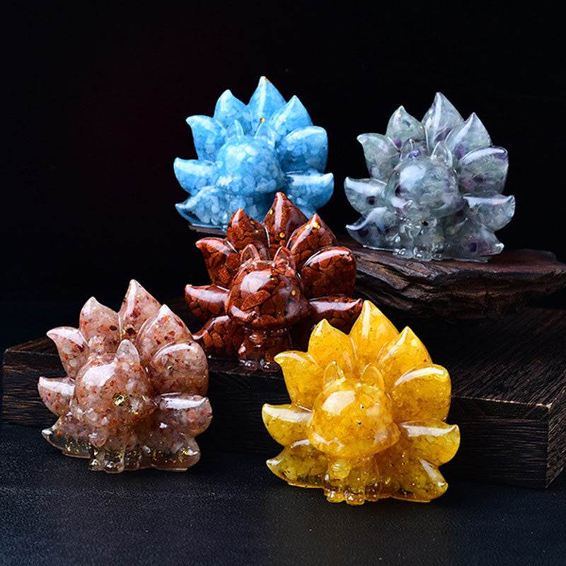 Foviel Kleine verschiedene Stein Rosa Kristall Citrin Amethyst Neun Tailed Fox Wärme Wohndekoration