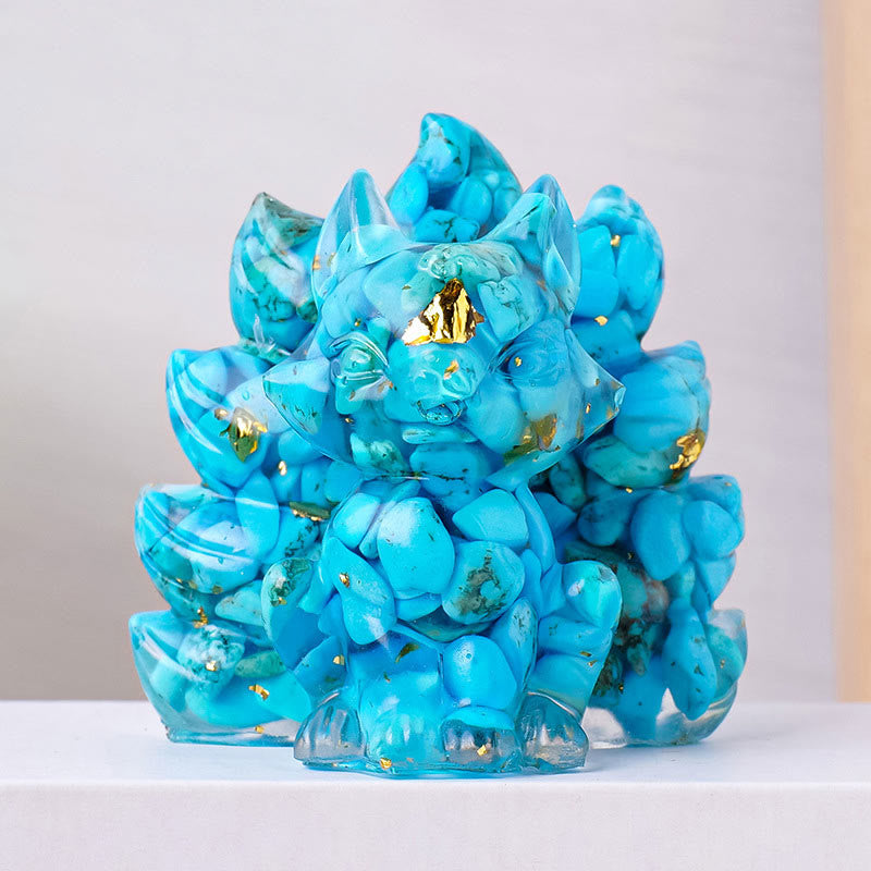 Foviel Kleine verschiedene Stein Erdbeerquarz Amethyst grüner Aventurin Neun Tailed Fox spirituell Wohndekoration