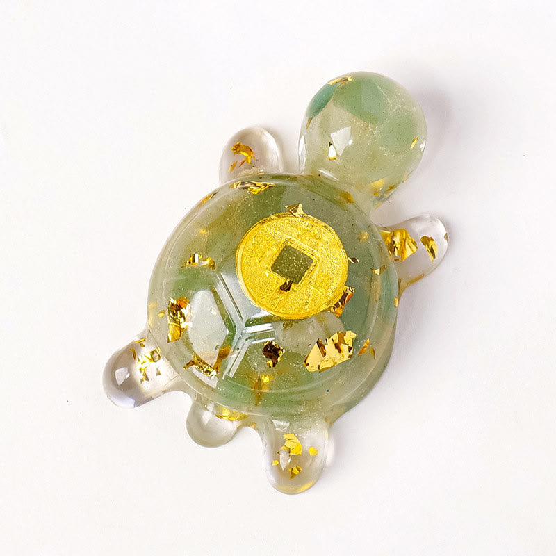 Foviel Kleine Verschiedene Kristall Grün Aventurine Amethyst Schildkröte Kupfer Münzen Glück Wohndekoration