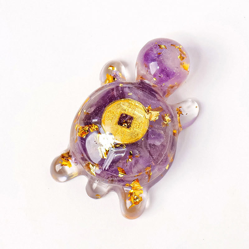 Foviel Kleine Verschiedene Kristall Grün Aventurine Amethyst Schildkröte Kupfer Münzen Glück Wohndekoration