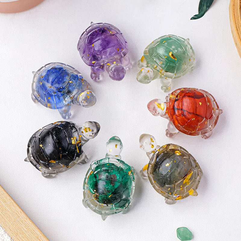 Foviel Verschiedene Stein Citrin Grün Aventurine Amethyst Mini Schildkröte Wohlstand Wohndekoration