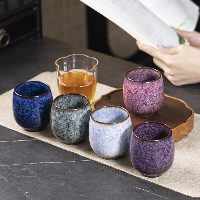 Foviel Handgefertigte kleine chinesische Jianzhan Kiln ändern Keramik Teebecher Kung Fu Teebecher 150ml