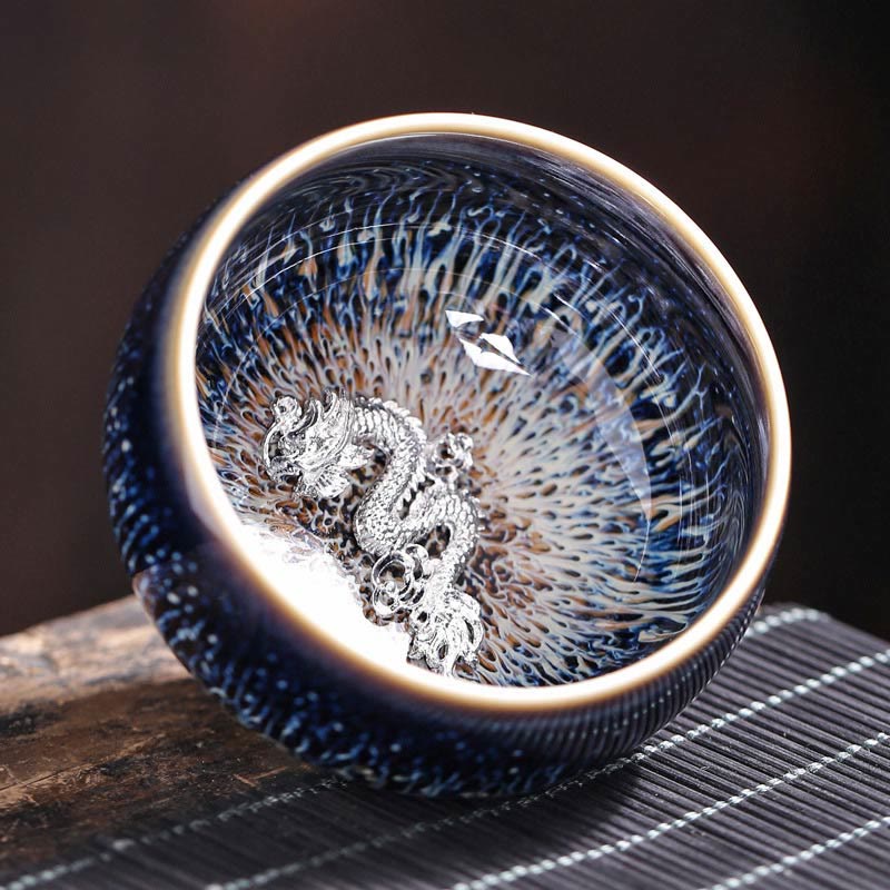 Tasse à thé Kung Fu en céramique Foviel faite à la main, style Jianzhan, motifs poisson Koi, lotus, dragon, phénix et 12 signes du zodiaque chinois, 70 ml