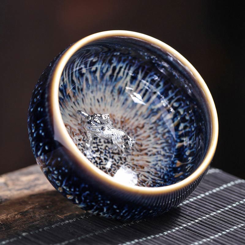 Tasse à thé Kung Fu en céramique Foviel faite à la main, style Jianzhan, motifs poisson Koi, lotus, dragon, phénix et 12 signes du zodiaque chinois, 70 ml