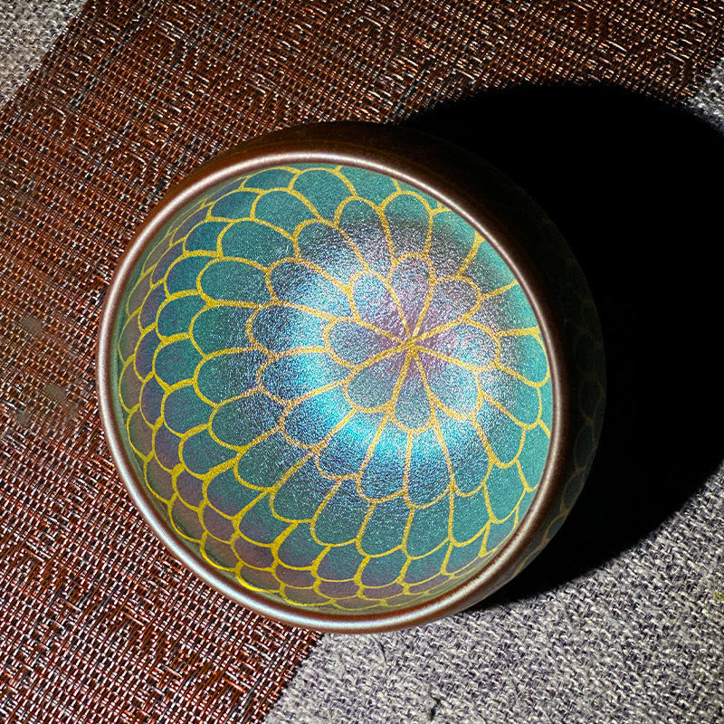 Foviel Handmade Chinese Jianzhan Lotus Flower Pattern Ceramic Teacup Kung Fu Tea Cup 150ml