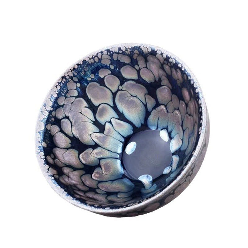 Tasse à thé en céramique artisanale Foviel, style Jianzhan, motifs tachetés bleu et violet, Tenmoku, tasse de thé Kung Fu, 150 ml