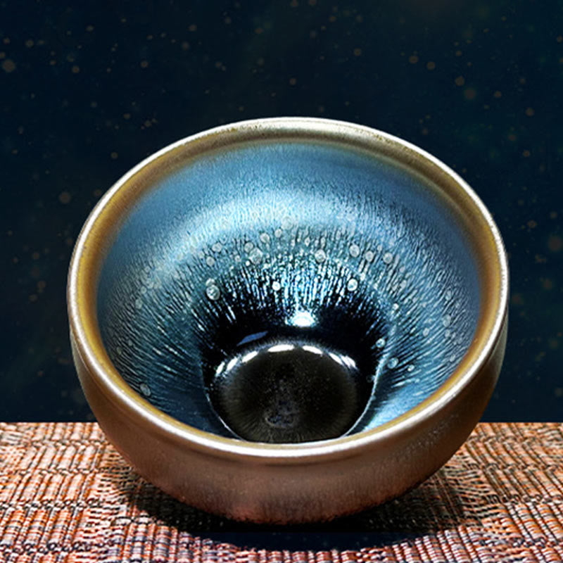 Tasse à thé en céramique artisanale Foviel Jianzhan à motif de gouttes d'huile, style Tenmoku, 150 ml