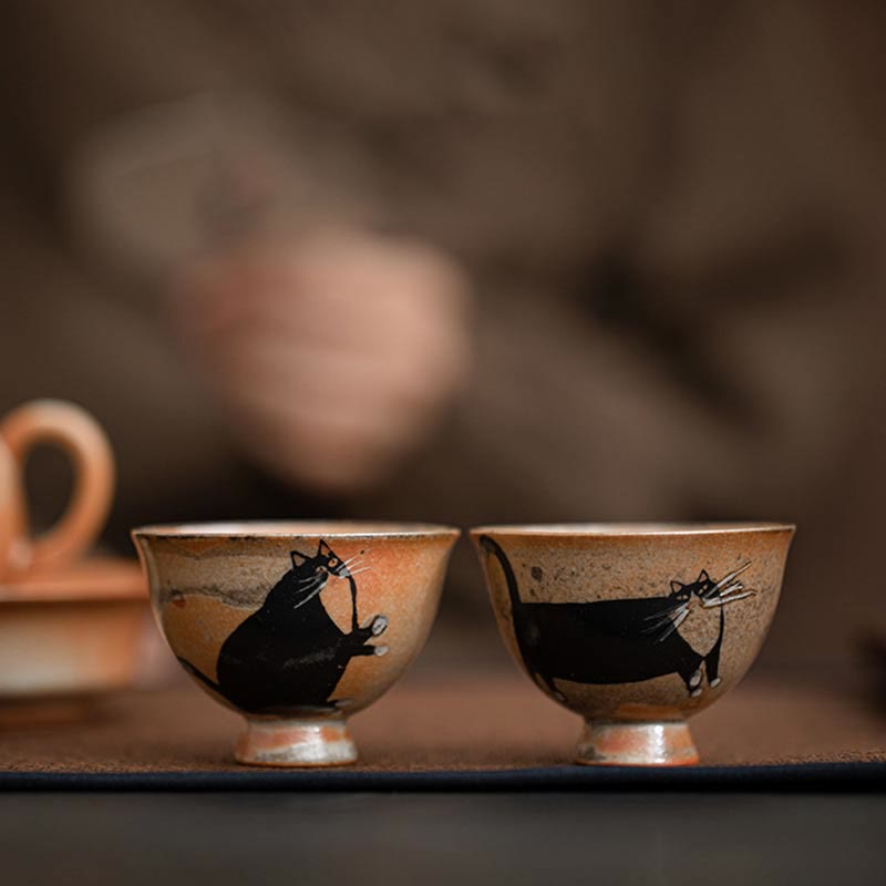 Tasse à thé Kung Fu Foviel petit chat mignon, 60 ml