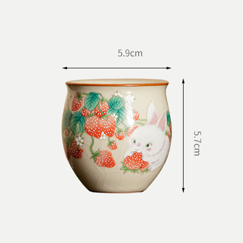 Tasse à thé Kung Fu Foviel Petit Lapin Fraise 90 ml avec coffret cadeau