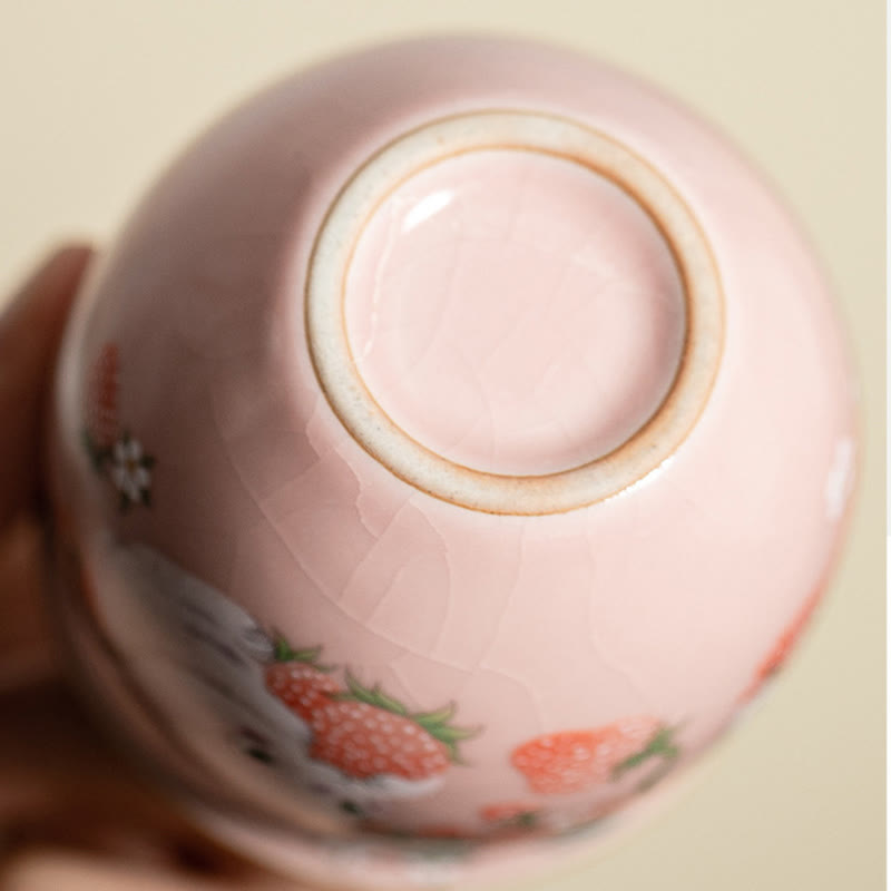 Tasse à thé Kung Fu Foviel Petit Lapin Fraise 90 ml avec coffret cadeau