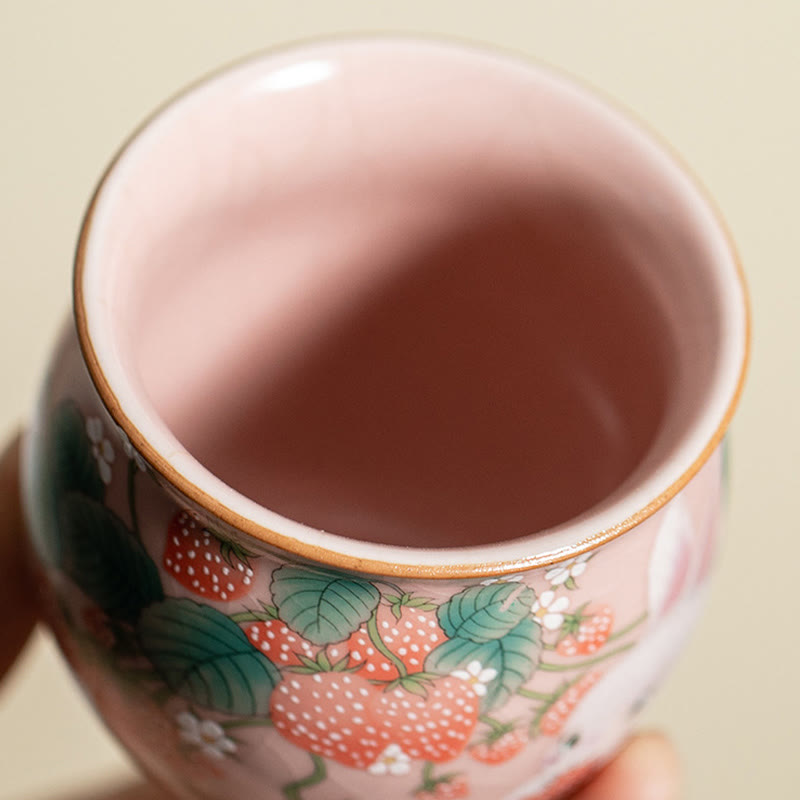 Tasse à thé Kung Fu Foviel Petit Lapin Fraise 90 ml avec coffret cadeau