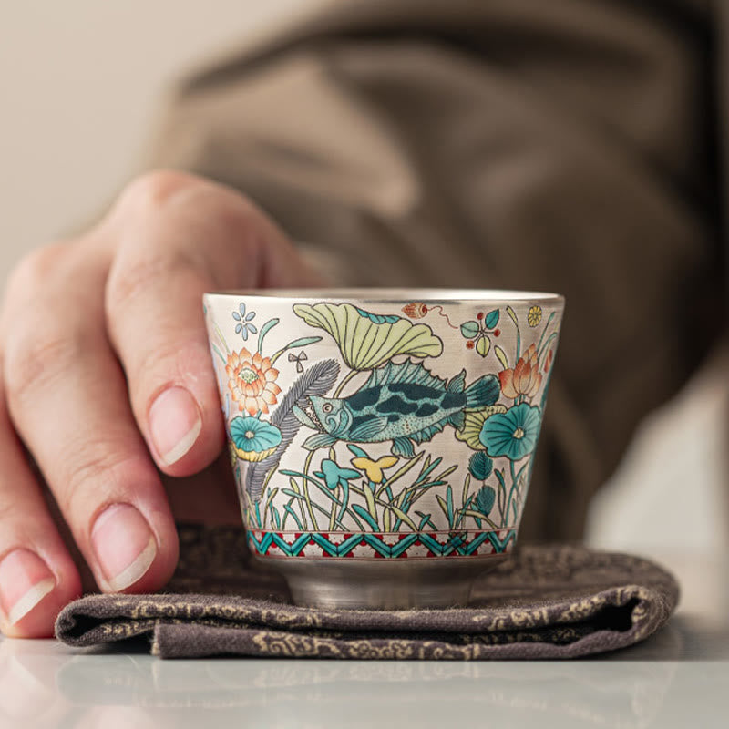 Foviel Fisch Lotus Algentee Tasse Kung Fu Tee Tasse 45ml mit Geschenk-Box
