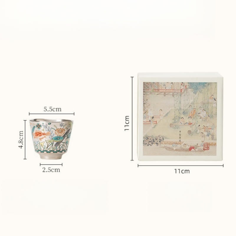 Foviel Fisch Lotus Algentee Tasse Kung Fu Tee Tasse 45ml mit Geschenk-Box